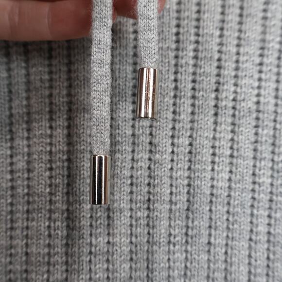 Loro Piana 100% Cashmere Rib Knit Belted Turtleneck Sweater Grey Size 38 Italy - Picture 6 of 10